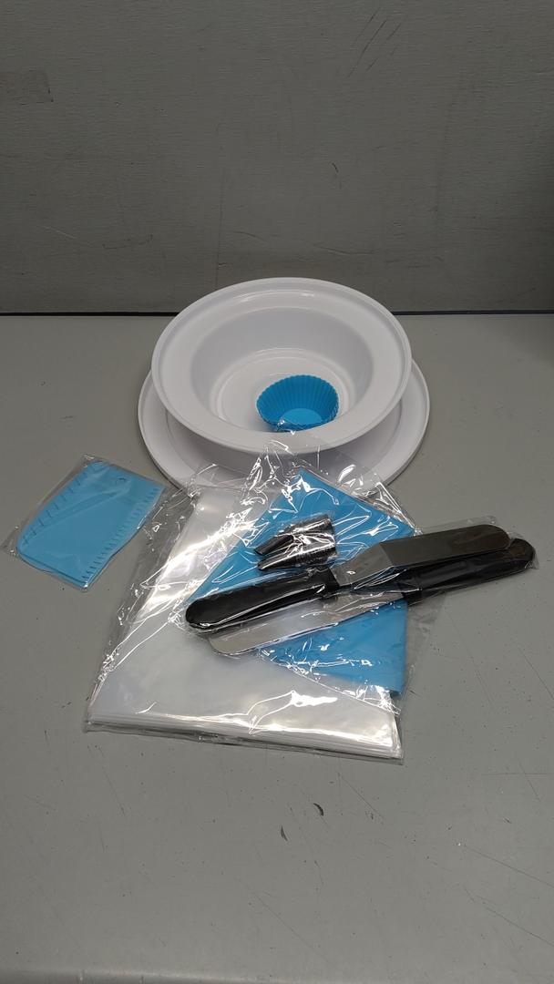 Riccle  Cake Decorating Kit with Cake Turntable - Includes 50pcs 16 Inch Disposable +  Reusable Piping Bags and Tips Set, Spatulas,  Icing Comb Scraper,  Cake Liners