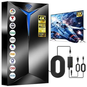 2026 TV Antenna Indoor Outdoor, 3200+ Miles Long Range for Local Channels, HDTV Antenna with Inline Amplifier for Smart TV - Clear Reception for 8K 4K 1080P, 26ft Cable