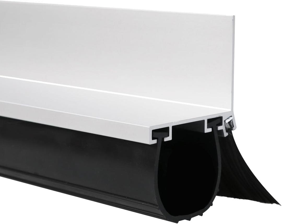 10 ft Garage Door Bottom Seal Kit with Brush and Aluminum Track | Bottom Rubber Insert Helps Reduce Drafts Dust Leaves and Small Debris