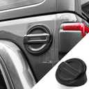 JWWY for JL Wrangler Fuel Tank Cover Gas Cap Petrol Tank Fuel Filler Cover Trim Fit for 2018-2025+ Jeep Wrangler Exterior Accessories JL 2/4 Door Carbon Fiber Aluminum Alloy (Matte Black)
