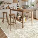 Soalmost 9x12 Area Rugs for Living Room, Non Slip Machine Washable Vintage Rugs, Low Pile Lightweight Large Rug for Bedroom, Dining Room, Home Office Beige/Brown