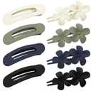 8 PCS Flat Hair Clips, 2 Styles 4 Colors Flat Claw Clips Hair Claws for Women Girls Medium Hair Volume (Black, white, gray, blue)