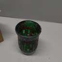 Healifty Green Mosaic Glass Candle Holder for Table Centerpiece, Vintage Stained Tealight Candlestick Lamp, Romantic Votive Home Farmhouse Decor