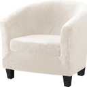 MIFXIN 2 Pieces Velvet Tub Chair Covers with Cushion Cover Stretch Soft Removable Tub Chair Slipcovers Armchair Sofa Couch Furniture Protector for Living Room Club Bar Counter Hotel (Beige)