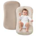 JELLYMONI Muslin Baby Lounger Cover, 100% Cotton 2 Pack Infant Lounger Cover to Protect Lounger from Minor Leaks and Spills, Covers Only No Loungers (Beige/Pink)