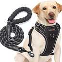  tobeDRI No Pull Dog Harness Adjustable Reflective Oxford Easy Control Medium Large Dog Harness with A Free Heavy Duty 5ft Dog Leash (M (Neck: 14.5"-20.5", Chest: 22"-28"), Black Harness Leash) : Pet Supplies