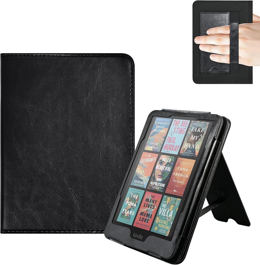 E NET-CASE Case for 7"/6.8" Kindle Paperwhite(12th/11th Generation-2024/2021) and Kindle Colorsoft Signature Edition, Folio for Kindle Paperwhite 2024 with Auto Sleep/Wake, Foldable Stand (Black)