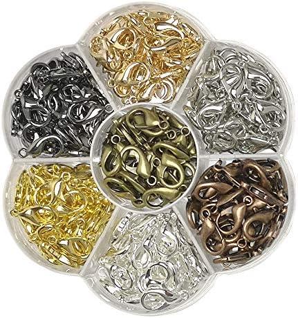 Chenkou Craft 1 Box Around 210pcs 7 Colors Lobster Clasp Jewelry Making Repairing (16x9mm)
