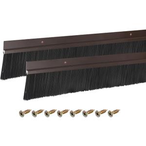 uxcell 2Pcs Door Brush Bottom Sweep H-Shape Aluminum Alloy Base with 2-inch Nylon Brush for Home, Industrial (39-inch L x 3-inch W, Brown)