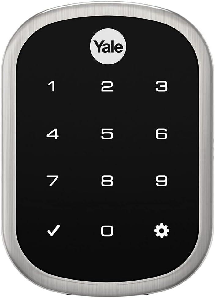 Yale | LiftMaster Smart Lock with Touchscreen Deadbolt- Works with myQ App & Key by Amazon in-Garage Delivery when paired with Smart Garage Hub (sold separately), Satin Nickel