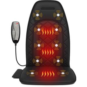 Vibraiton Back Massager for Chair, Massage Seat Cushion, Back Massage Pad with Heat,10 Vibration Motors,5 Vibration Modes,Chair Massager at Office/Home