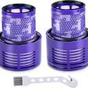 V10 Vacuum Filter Replacement for Dyson V10 Cyclone Series, V10 Animal, V10 Absolute, V10 Total Clean, SV12, Part No. 969082-01 (2 Pack Filters and 1 Cleaning Brush)