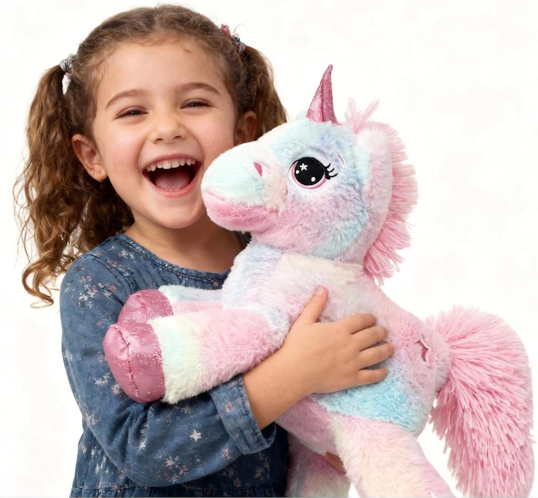 Small Stuffed Unicorn Animal Pink Rainbow Plush Little Plushy Fluffy Gifts for Kids Girls Boys Girlfriend for Birthday Christmas, 15 inch