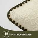 2 x ORTIGIA Farmhouse Lumber Pillow Covers Decorative 12x20 Textured Pillowcaes with Scalloped Edge Pillow Case for Couch Sofa Bed Cushion Living Room Green