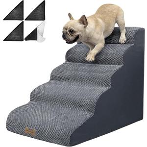 5-Step Dog Stairs for 30 Inch High Beds & 20-30 Inch Couch Bed, Non-Slip Balanced Indoor Pet Ramp Stairs for Small Old Large Dogs Cats to Get on Bed 30D