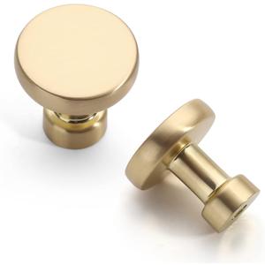 Asidrama 20 Pack 1-1/4 inch Brushed Brass Kitchen Cabinet Knobs - Gold Dresser & Drawer Knobs - Zinc Cabinet Hardware