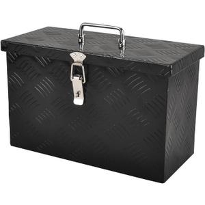 16 Inch Aluminum Tool Box, Truck Bed Storage Underbody Tool Organizer with Top Handle,Lock and 2 Keys for Truck,Trailer,Pickup,RV,16"X7.5"X10",Black