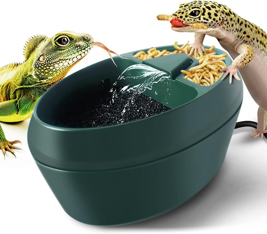 MYGIIKAKA Reptile Drinking Water Fountain Chameleon Accessories Automatic Circulation System with Trough, Bearded Dragon Cage Accessories Reptiles Habitat Waterfall for Snake/Lizard/Chameleon/Turtle