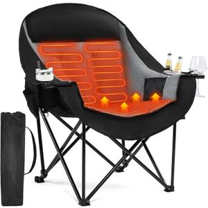 Heated Oversized Camping Chair - Heavy Duty Padded Comfy Warm Outdoor Chair, Single Pack