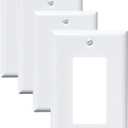 Metal Electrical Outlet Covers, light Switch Cover Wall Plates, Mid Size3.16''*4.92'' Switch Plate, Wall Plates of Various Styles for Indoor and Outdoor Pure White (1 Gang Decorator 4 PK)