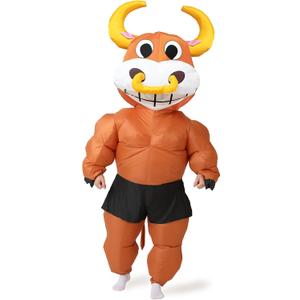 GOPRIME Inflatable Bull Costume for Party, Halloween, Blow Up Suit, Adult Size