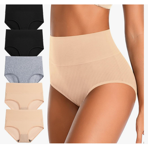 Womens Underwear Full Coverage Panties for Ladies Soft Breathable Cotton Briefs High Waisted Hipster M, L