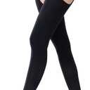 MANZI Suspender Tights for Women Opaque Garter Belt 60D Suspender Pantyhose Sheer Thigh High Stockings (Black, XL)