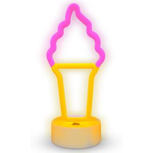 Low Energy Ice Cream Sign Led Light - Premium Quality Neon Sign Led Desk Lamp - Pink & Yellow Ice Cream Led Light with Desk Stand Base and USB Accessibility