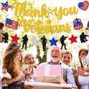 2 x Thank You Veterans Banner Happy Veterans Day Decorations America Patriotic Military Soldier Army Theme Dcor We Are So Proud of You Veterans Day Party Supplies Glitter Gold