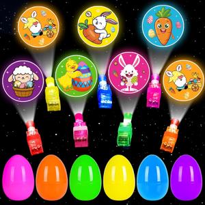 24 Pack Easter Eggs Fillers with Finger Lights, Light Up Toys Glow In The Dark Non Candy Gifts for Kids Boys Girls Easter Egg Fillers Easter Hunt Filling Treats Easter Basket Stuffers Party Favor