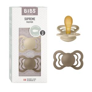 BIBS Pacifiers - Supreme Collection | BPA-Free Symmetrical Nipple | Natural Rubber Latex | Made in Denmark | Set of 2 Vanilla/Dark Oak Color Premium Soothers | Size 6-18 Months (Size 2 | 6-18 Month)