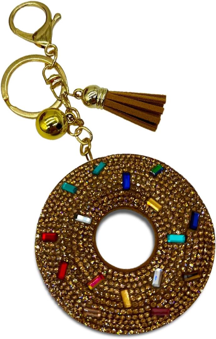4 x Sparkling Keychains Bag Charms for Women Girls, Crystal Bling Rhinestone Key Ring Car Fob, Backpack Handbag Accessories