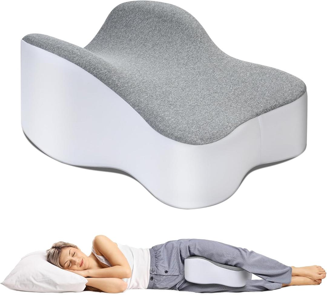 Knee Pillow for Side Sleepers,Leg Pillows for Sciatica,Knees,HIPS,Joints Between Legs,Back Pain Relief When Side Sleeping Spine Alignment Support for Knee Surgery Recovery (Large, Grey)