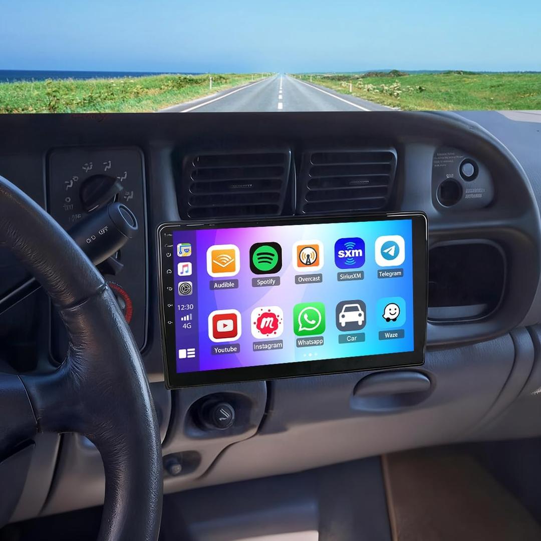 9" Android Car Stereo Radio for Dodge Ram 1500 2500 3500 1994-2002 for Jeep Wrangler TJ 1997-2002 Touch Screen Car Radio for Cirrus 1995-2000 with Wireless CarPlay/Android Auto GPS,Backup Camera SWC