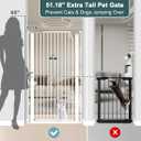51.18" Tall Extra Tall Pet Gate Dog Door, Auto Close Safety Gates for Kitchen Living Room Doorways Hallway,Indoor Pet Gates for Dogs or Cats(Black) (White, 29.6-40.5")
