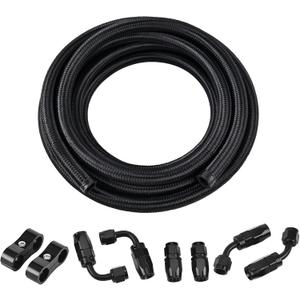 EVIL ENERGY 12AN Fuel Line Kit,AN12 Braided Nylon Fuel Hose CPE 10FT Black