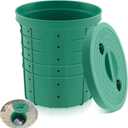 Perforated Sump Basin with Lid Sump Pump Basin Bucket with Drilled Holes for Crawl Spaces,Yards,Patios and Driveways (Green, 18.5 x 16.9 x 15.7 Inch)