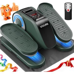 VIVURN-Upgraded Under Desk Elliptical, Leg Exerciser As Seen on TV, 12 Speeds Forward & Reverse Manual & Auto Mode, Electric Seated Pedal Exerciser with Non-Slip Mat, Quiet Operation for Home Office (Green)