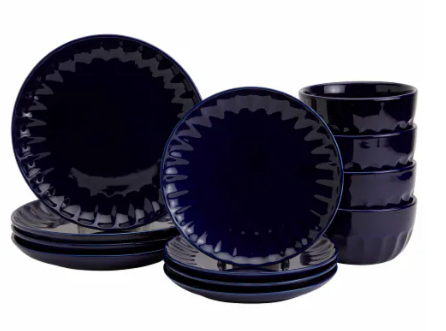 Mason Craft & More 12 Piece Stoneware Café Dinnerware Set - Navy