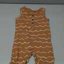 Newborn Infant Baby Boy Girl Button Wave Printed Solid Color Romper Bodysuit Casual Boxer Jumpsuit Outfits Clothes (60/0-3M, Brown)