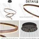 3 Ring Chandelier Modern LED Pendant Light for Dining Room Circular Round Chandelier Dimmable with Remote Control Flush Mount High Ceiling Lights for Staircase Entryway, 24 Inches 3000K-6500K