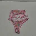 SOLY HUX Bathing Suit for Women Two Piece Floral Print Tie Back Swimsuit Bikini Sets L Pink Floral