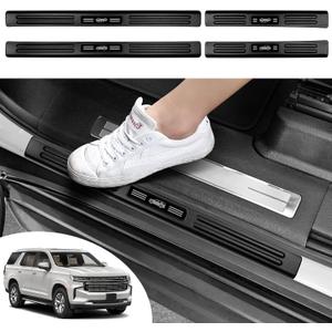 4PCS Car Door Edge Guards Door Sill Protector for Chevy Tahoe & GMC Yukon 2021-2026 Accessories ABS Plastic Material Matte Black Car Door Threshold Protection
