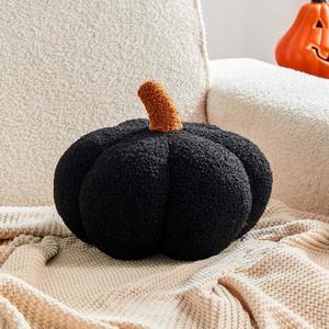 Halloween Pumpkin Pillows, Black Fall Decoration Pumpkin Shaped Throw Pillow, 8" Cute 3D Shaped Cushion for Sofa Couch Bedroom Autumn Thanksgiving (Mini-8 Inch)
