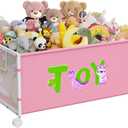 Large Toy Box, Toy Storage Organizer for Kids, Toy Chest for Toddlers with 360° Wheels, Toybox for Living Room, Oxford Cloth Toy Box for Boys, Girls, Stuffed Animals, Clothes