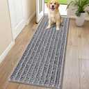 Smiry Dog Door Mat for Muddy Paws 70x24, Extra Soft Absorbent Chenille Doormat, Trap Moisture and Dirt, Non-Slip Machine Washable Front Door Mat for Indoor Entrance Inside Floor, Grey