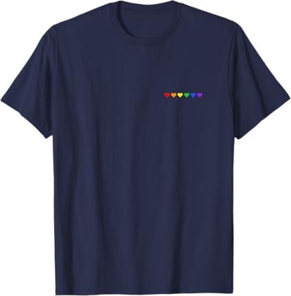 Tiny Rainbow Hearts Subtle Pride Month Flag LGBT Gay Rights T-Shirt XL