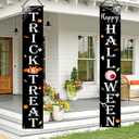 2 x Halloween Decorations Outdoor TRICK OR TREAT Happy HALLOWEEN Banner Porch Sign Decor Halloween Door Decorations for Home Indoor Outdoor Wall Party