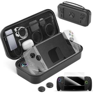 Hard Shell Carrying Case for ASUS ROG Xbox Ally / X (2025), Protective Travel Bag Fit ROG Game Console and Adapter with Screen Protector & Thumbstick Cap, Storage Pouch for Xbox Ally X Accessories (Black)