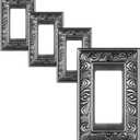 4-Pack Decorator Outlet Cover Plate, Paisley Pattern Decorative Switch Plates and Outlet Covers, Antique Silver Metal Wall Plate for Electrical Outlets, Receptacle, GFCI Outlet, Dimmer Switch